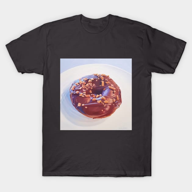 Chocolate Donut with Toffee Bits Painting T-Shirt by EmilyBickell